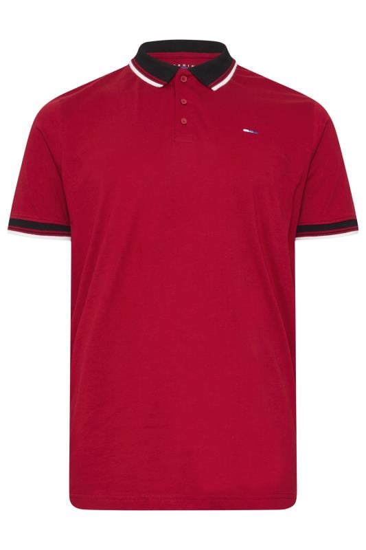 BadRhino Big & Tall Red Contrast Tipped Detail Polo Shirt | BadRhino 3