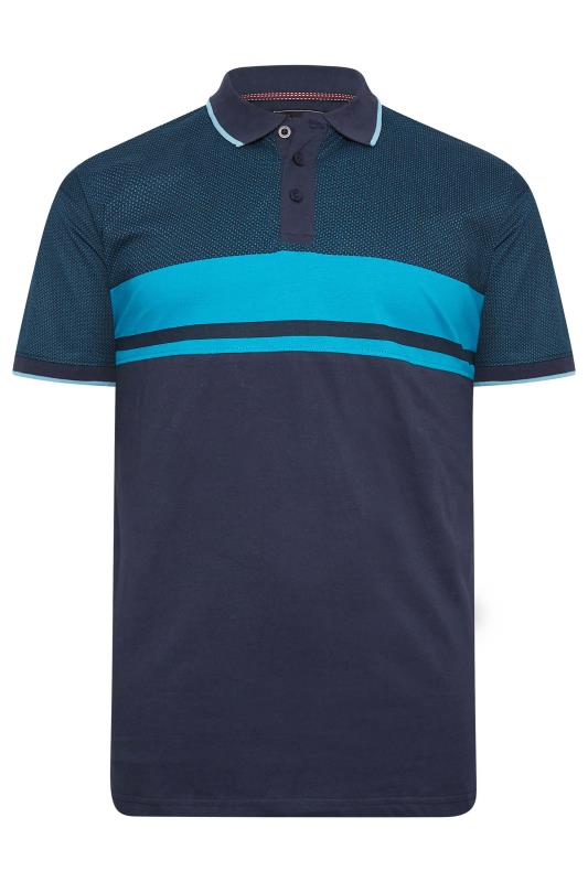 KAM Big & Tall Navy Blue Dobby Polo Shirt | BadRhino 3