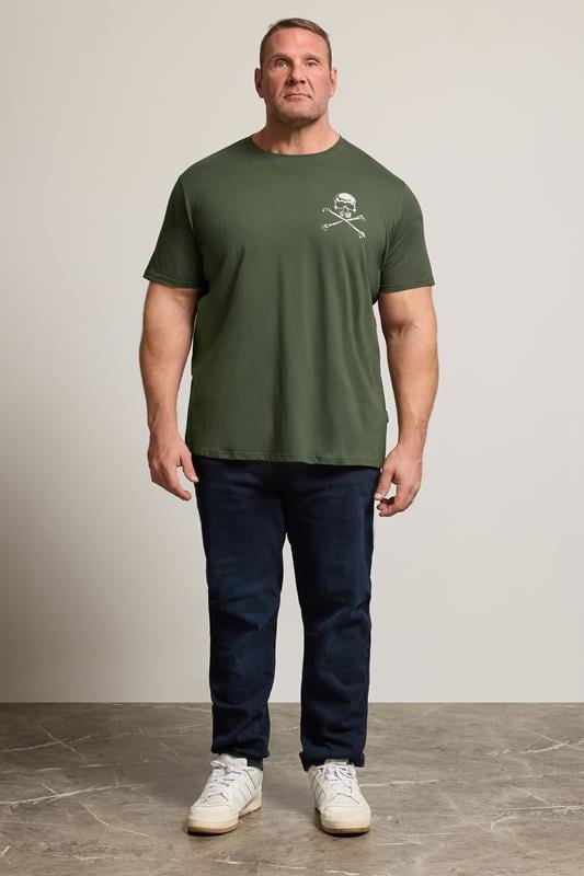  BadRhino Big & Tall Khaki Green Skull & Crossbones Graphic T-Shirt | BadRhino 3
