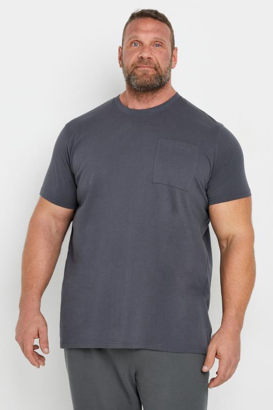 STUDIO A Big & Tall Grey Pocket Detail T-Shirt | BadRhino 2