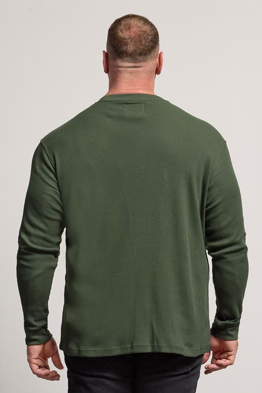 BadRhino Big & Tall Dark Green Waffle Texture Long sleeve T-Shirt | BadRhino 3