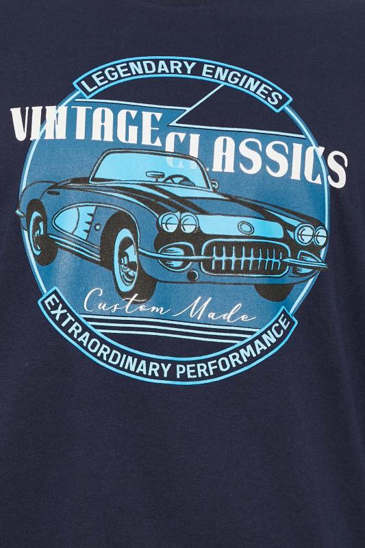 BadRhino Big & Tall Navy Blue 'Vintage Classics' Car Print Long Sleeve T-shirt | BadRhino 2
