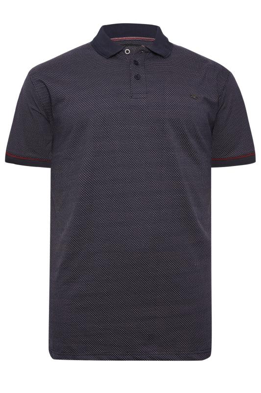 KAM Big & Tall Mens Navy Blue Polka Dot Polo Shirt | BadRhino  3