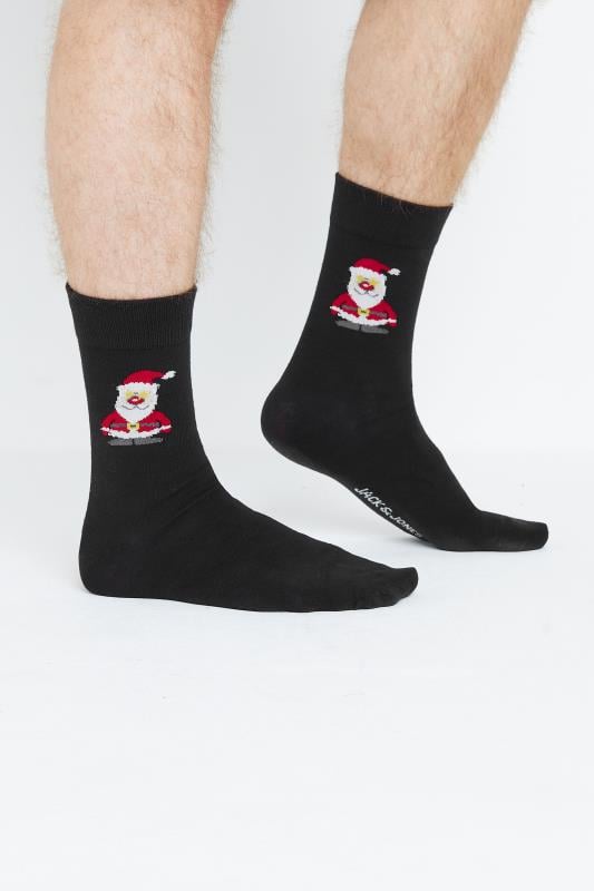 JACK & JONES 5 PACK Blue & Black Christmas Logo Socks | BadRhino 2