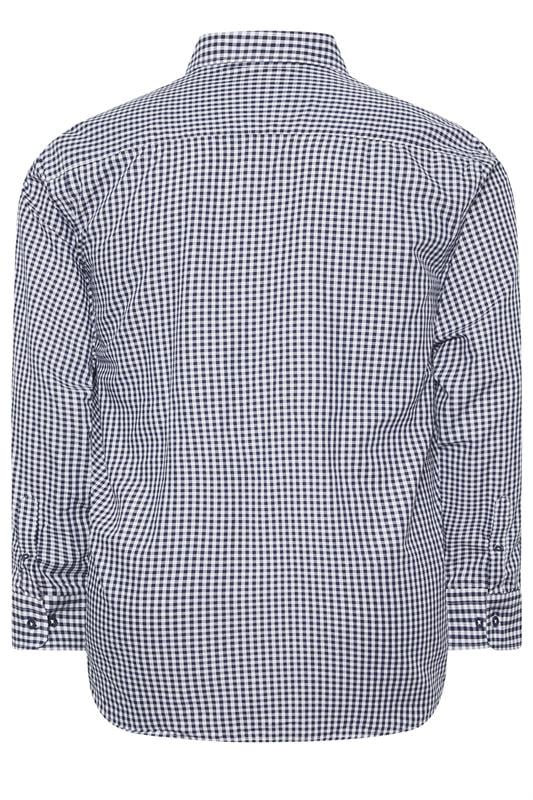 KAM Big & Tall Navy Blue Long Sleeve Gingham Shirt | BadRhino 2