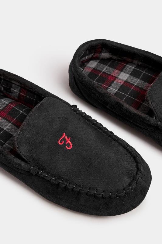 FARAH Black Checked Moccasin Slippers | BadRhino 5