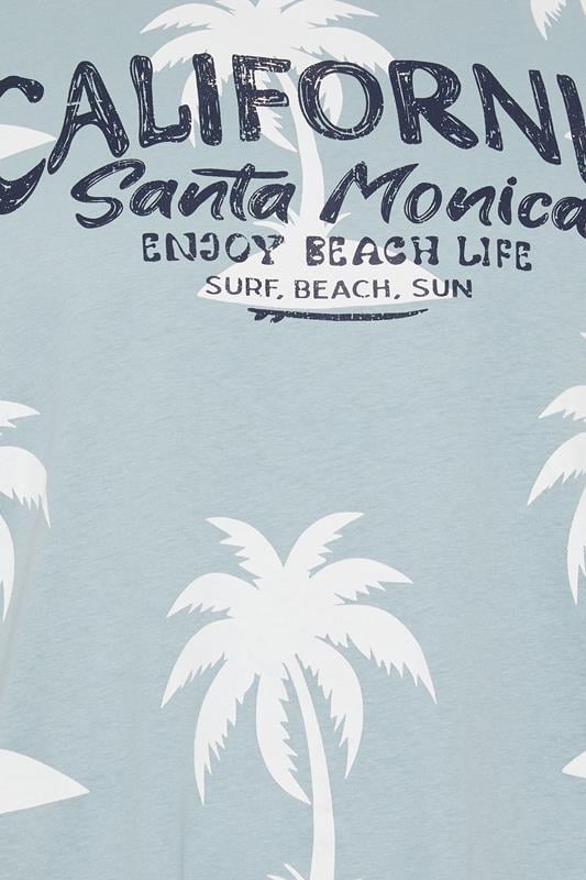 KAM Big & Tall Light Blue Palm Print T-Shirt | BadRhino 5