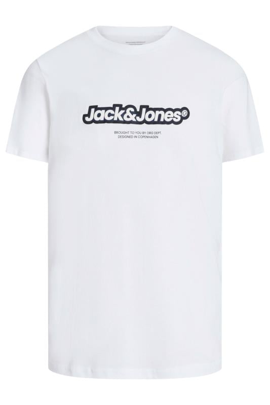 JACK & JONES Big & Tall 3 PACK White & Navy Blue Logo T-Shirts | BadRhino 2