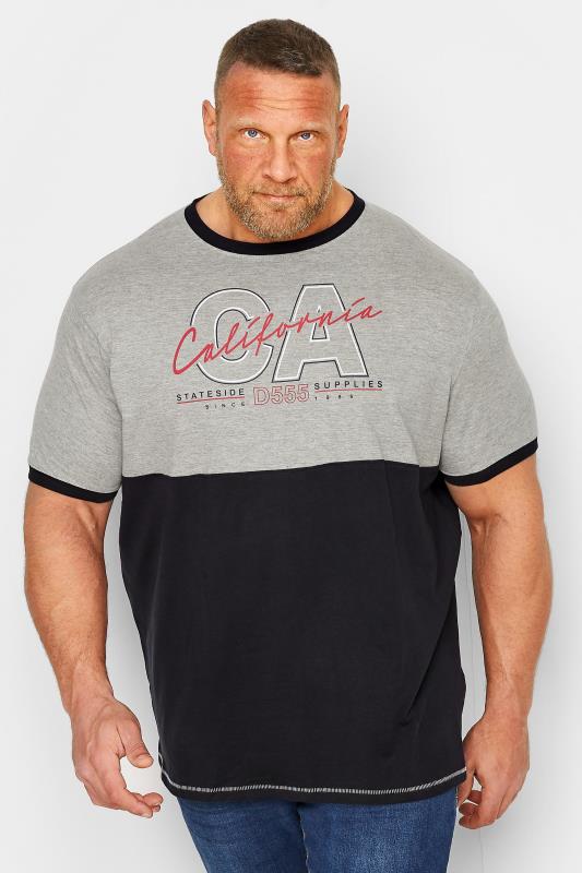 Men's  D555 Big & Tall Grey California Cut & Sew T-Shirt