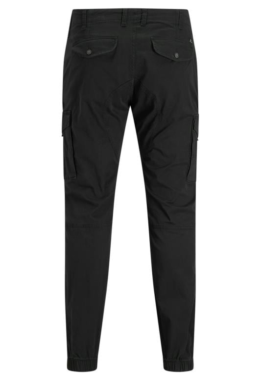 JACK & JONES Big & Tall Black 'Paul' Cargo Trousers | BadRhino 4