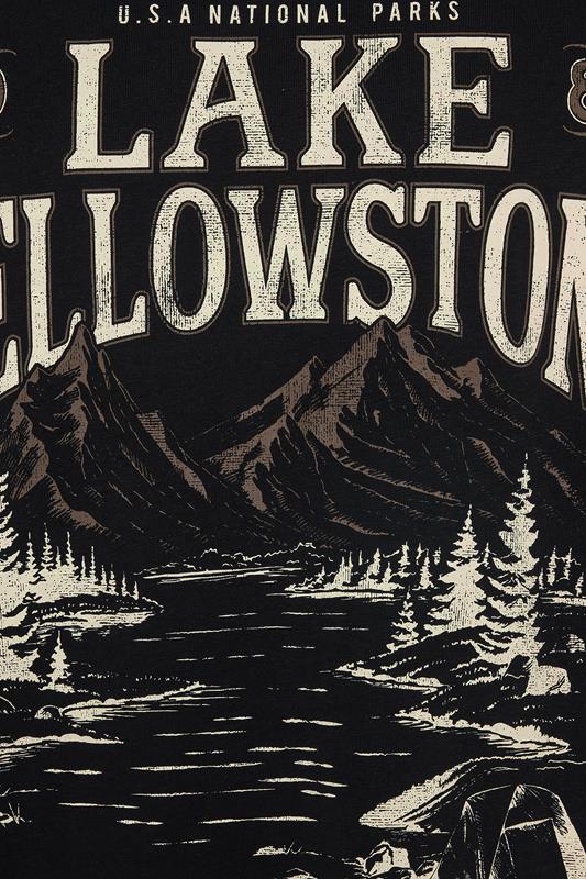 KAM Big & Tall Jet Black Lake Yellowstone Graphic T-Shirt | BadRhino 3