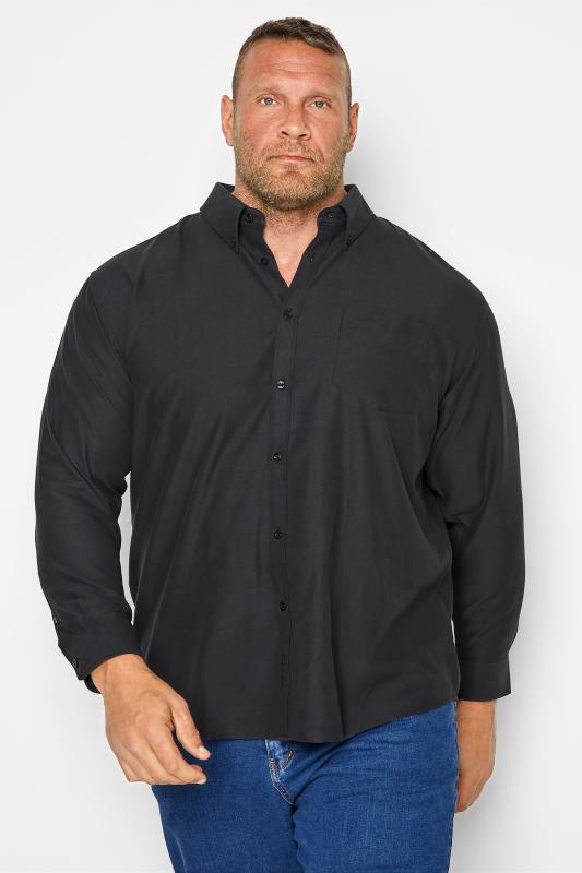 Men's Casual / Every Day KAM Big & Tall Black Oxford Long Sleeve Shirt