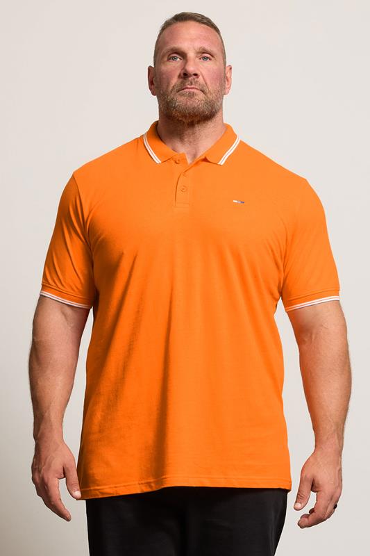 BadRhino Big & Tall Orange & White Tipped Polo Shirt