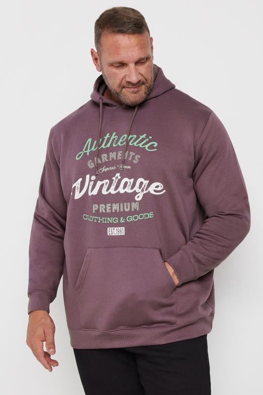 BadRhino Big & Tall Plum 'Authentic Vintage' Graphic Hoodie | BadRhino 2