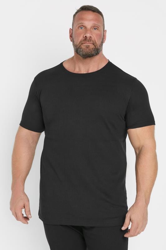 D555 Big & Tall Black Thermal Short Sleeve T-Shirt | BadRhino 1