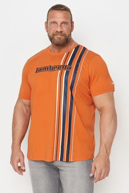 LAMBRETTA Big & Tall Orange Stripe T-Shirt | BadRhino 1