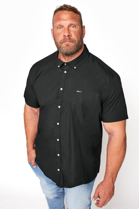 Men's Casual Shirts BadRhino Big & Tall Black Logo Poplin Short Sleeve Shirt