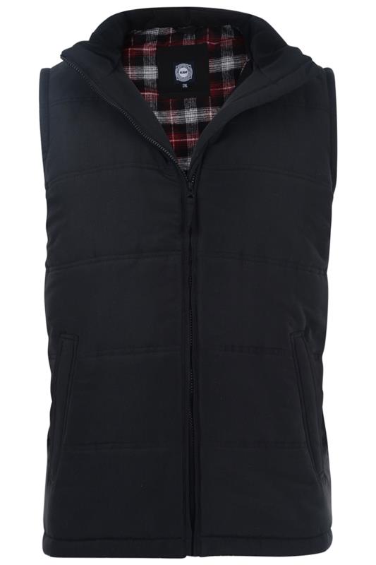 Men's  KAM Big & Tall Black Quilted Padded Gilet