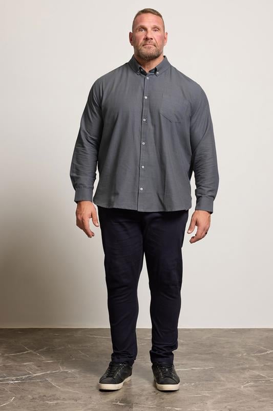 BadRhino Big & Tall Grey Long Sleeve Slub Shirt | BadRhino 2