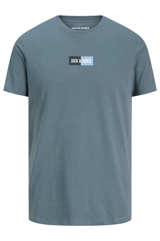 JACK & JONES Big & Tall Stormy Blue Pan T-Shirt | BadRhino 1