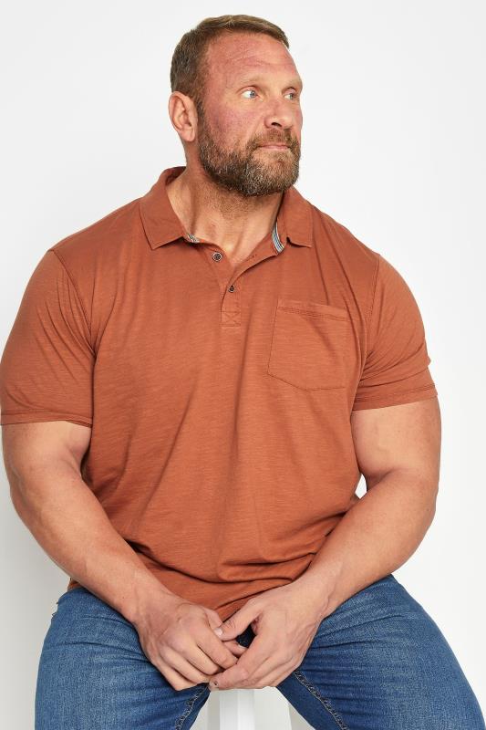 Men's  BadRhino Big & Tall Pecan Brown Slub Polo Shirt