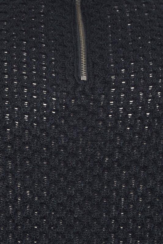 BadRhino Big & Tall Navy Blue Quarter Zip Knitted Jumper | BadRhino 5
