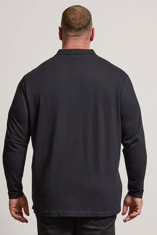 BadRhino Black Essential Long Sleeve Polo Shirt | BadRhino 3