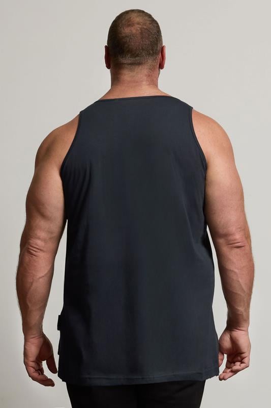 BadRhino Big & Tall Navy Blue Extra Long Plain Vest Top | BadRhino 2