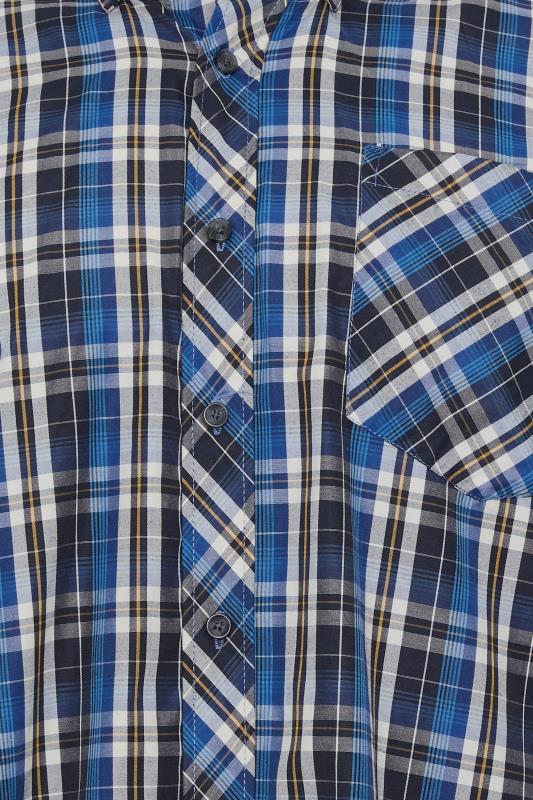 ESPIONAGE Big & Tall Navy Blue Check Print Shirt | BadRhino 2