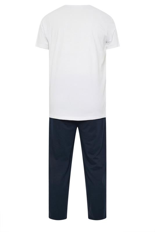 BadRhino Big & Tall White & Navy Blue T-Shirt & Lounge Trousers Set | BadRhino 6