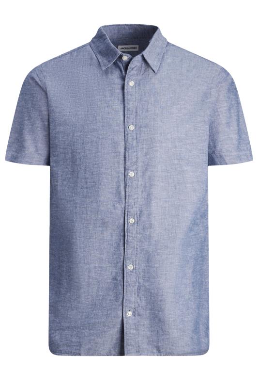 Men's  JACK & JONES Faded Denim Blue Short Sleeve Linen Shirt