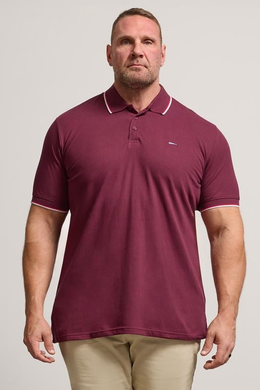 Men's  BadRhino Big & Tall Windsor Wine Red Tipped Red Polo Shirt