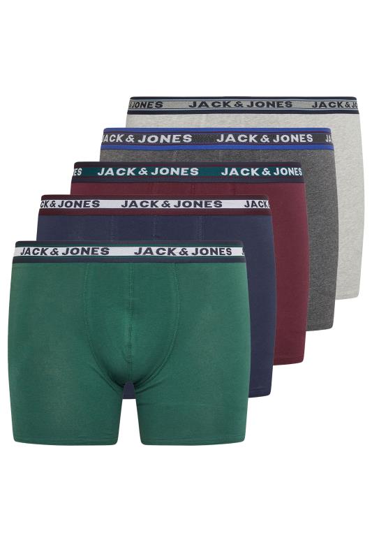 JACK & JONES Big & Tall Green & Grey 5 Pack Trunks | BadRhino 4