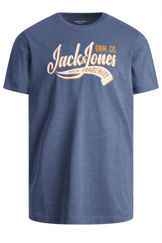 JACK & JONES Big & Tall Blue 'Trademark' Logo T-Shirt | BadRhino 2