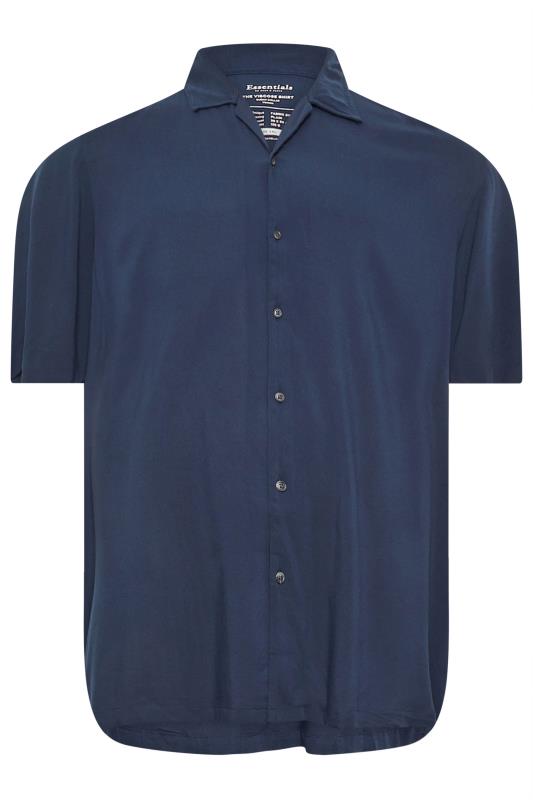 JACK & JONES Big & Tall Navy Blue Resort Short Sleeve Shirt | BadRhino 2