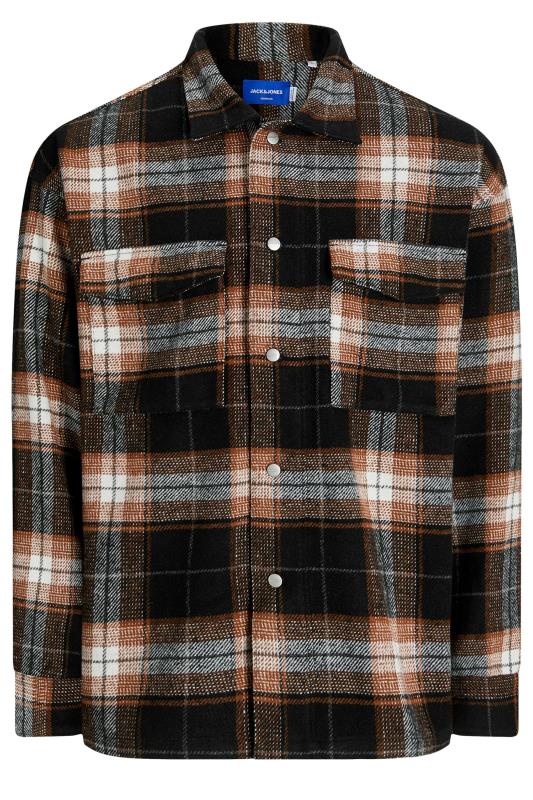 JACK & JONES Big & Tall Black & Brown Check Overshirt | BadRhino 2