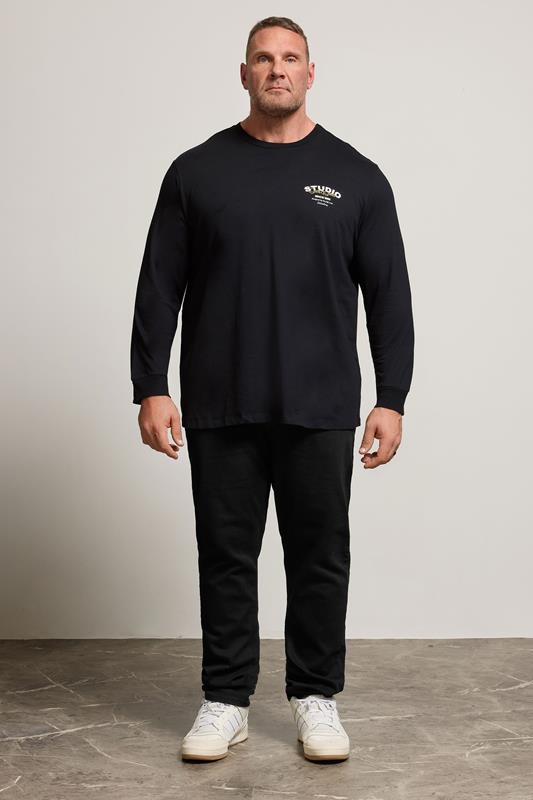 JACK & JONES Big & Tall Black Crew Neck Long Sleeve T-Shirt | BadRhino 2