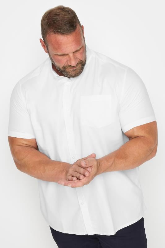 BadRhino Big & Tall Premium White Short Sleeve Oxford Cotton Shirt 1