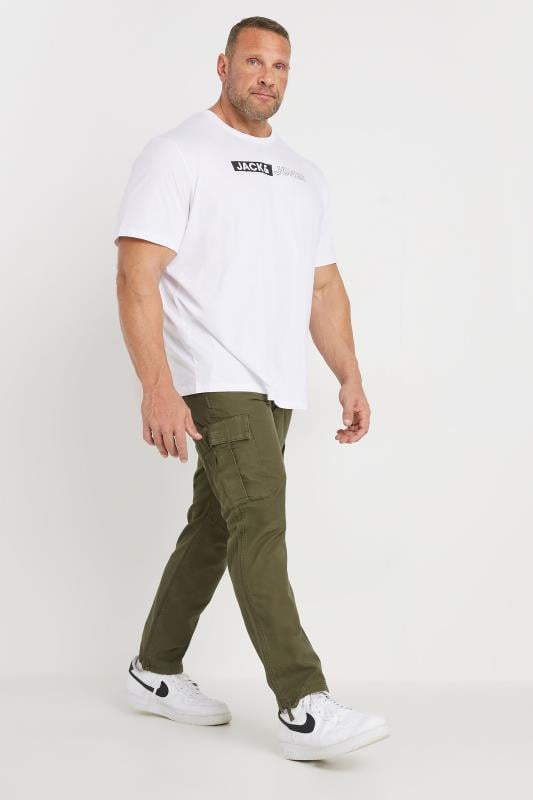 JACK & JONES Big & Tall Olive Green Cargo Style Trousers 2