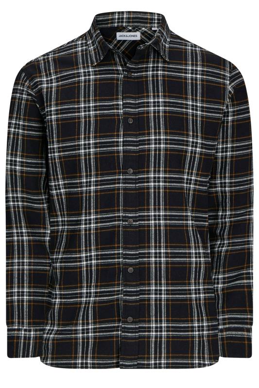 JACK & JONES Big & Tall Black Flannel Checked Shirt | BadRhino 1