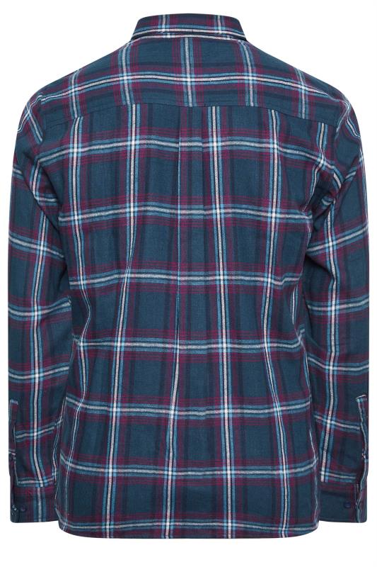 BadRhino Big & Tall Navy Blue Brushed Cotton Check Long Sleeve Shirt | BadRhino 4