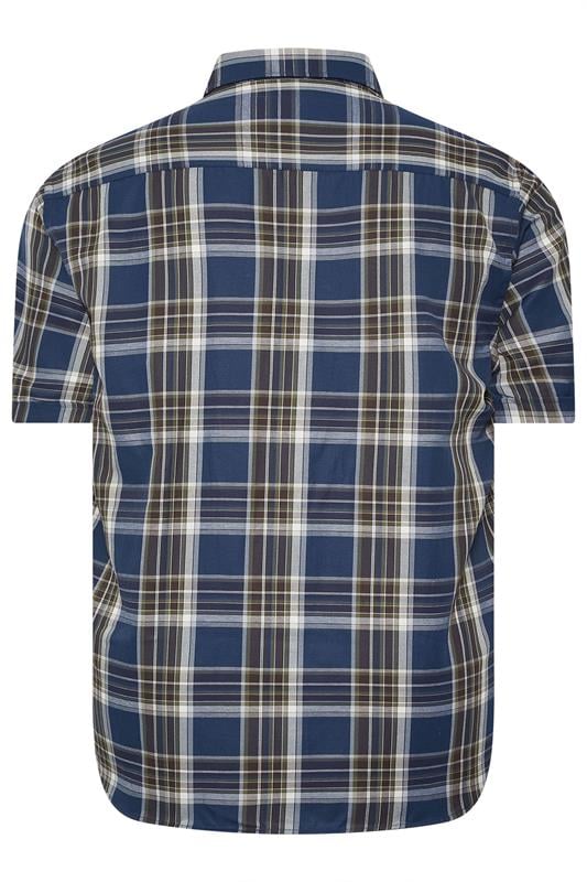 KAM Big & Tall Navy Blue Check Shirt | BadRhino 2