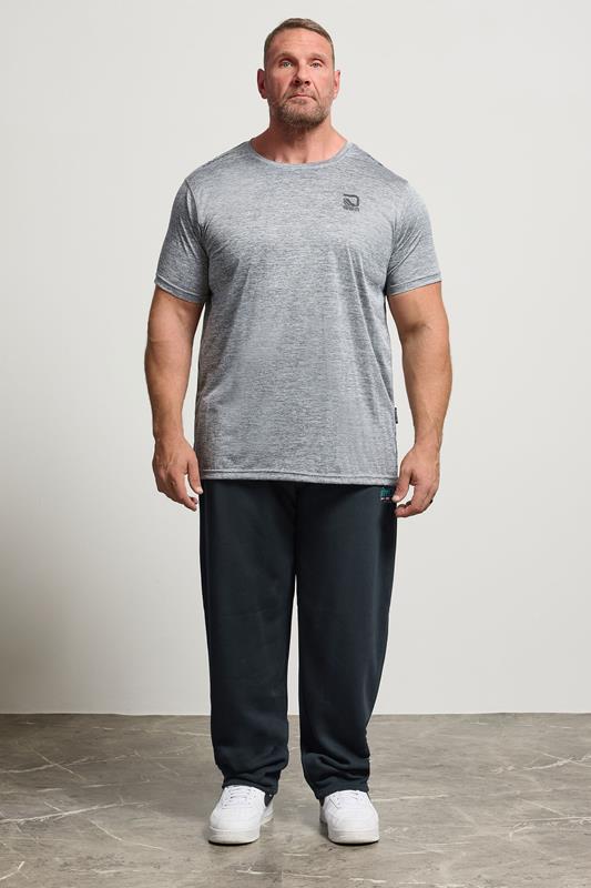 D555 Big & Tall Navy Blue Printed Open Hem Joggers | BadRhino 2