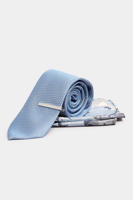 BadRhino Blue Floral Print Pocket Square & Tie Set | BadRhino 2
