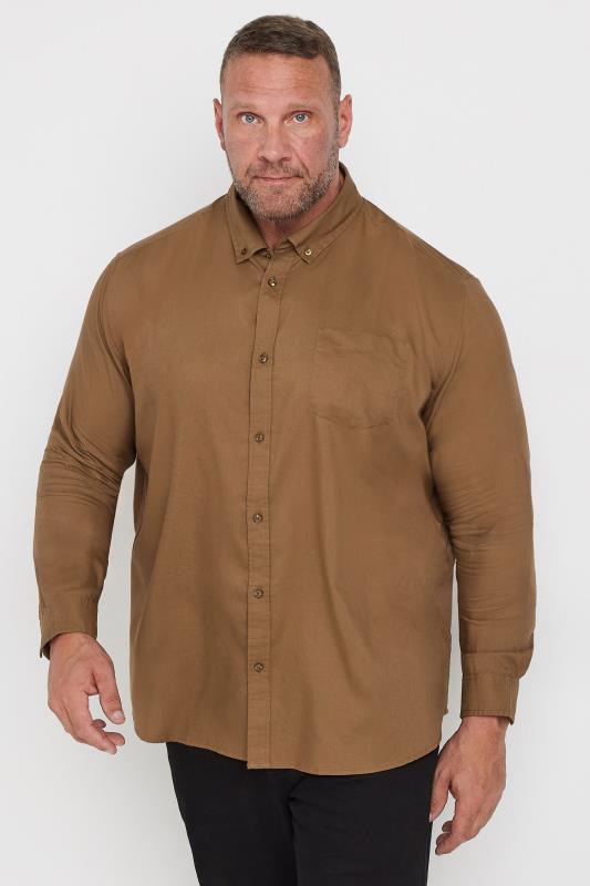 BadRhino Big & Tall Tan Brown Long Sleeve Oxford Shirt | BadRhino 2