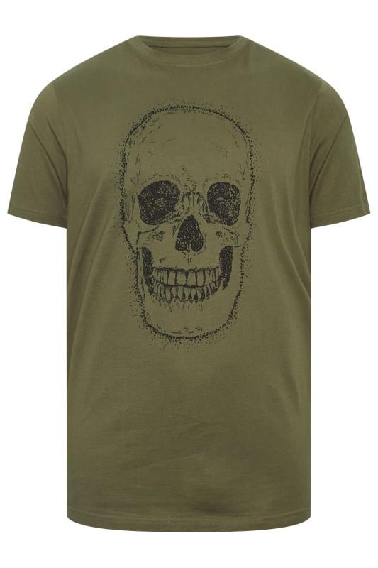 BadRhino Big & Tall Khaki Green Skull Graphic T-Shirt | BadRhino 3