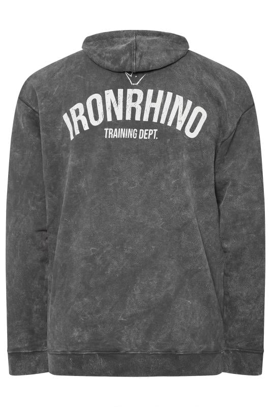 IronRhino Big & Tall Grey 'Training Dept' Acid Wash Hoodie | BadRhino 2