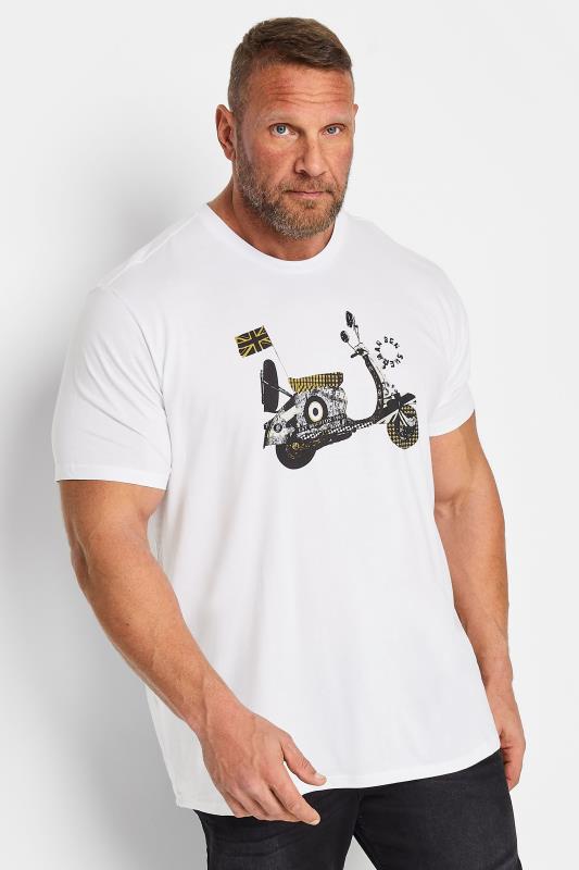 BEN SHERMAN Big & Tall White Scooter Print T-Shirt | BadRhino 1