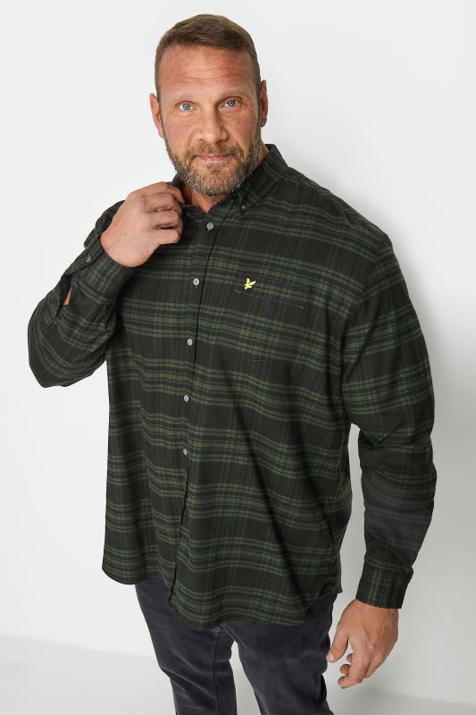 Men's  LYLE & SCOTT Big & Tall Khaki Green Check Flannel Shirt