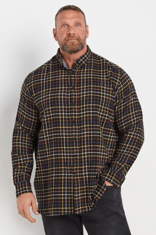 D555 Big & Tall Black Check Print Long Sleeve Shirt | BadRhino 1